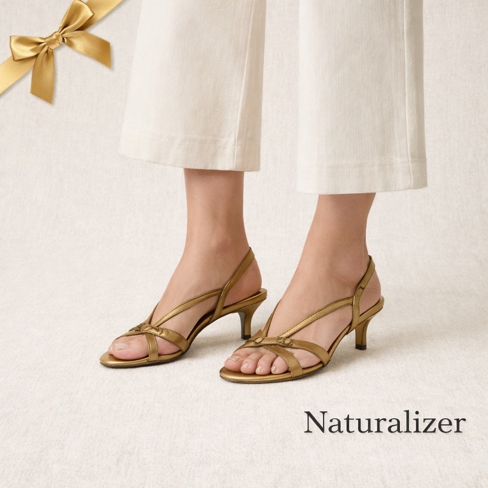 Naturalizer Gold Paske Slingback Kitten Heels – Strappy 2.5”